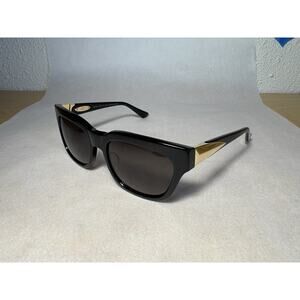 Loree Rodkin Blake Oversized Square Designer Sunglasses Black Gold Acetate 24k